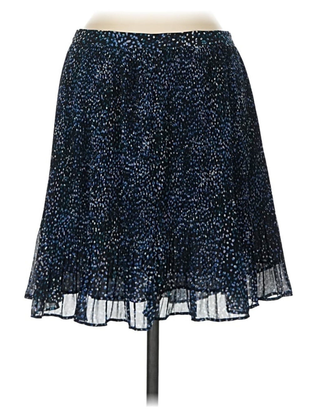Banana Republic Black Pleated Skirt with Blue and White Dot Print